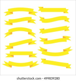 Set of beautiful festive yellow ribbons. Elements for your design vector illustration