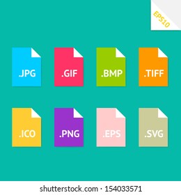 Set of beautiful flat icons with popular image file formats