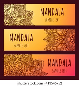 Set of beautiful floral banners. Vector Beautiful Mandala