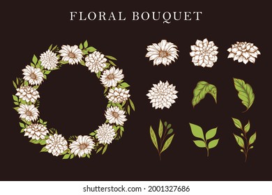 Set of Beautiful floral bouquet design