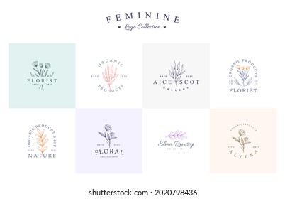 Set of beautiful floral logo collection set