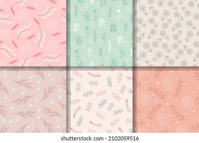 Conjunto de hermosa plantilla de colección de patrones florales sin soldadura