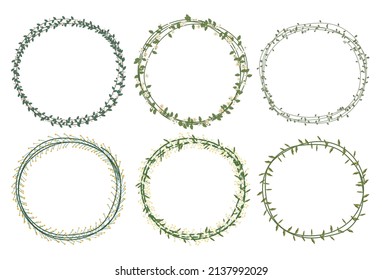 Set of beautiful flower wreath, floral frames set. Vector illustration.