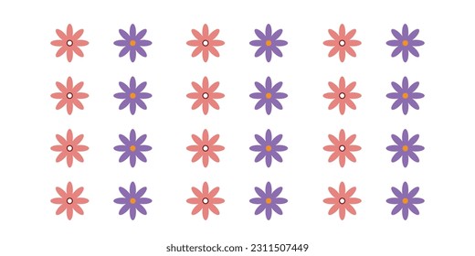 Montaje de flores hermosas, ilustración editable del bosque, plantas coloridas, vegetación