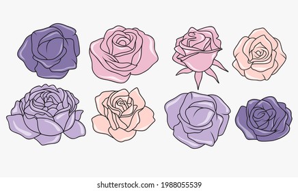 A set of beautiful flowers illustration
