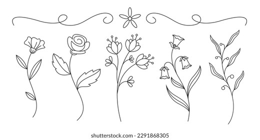 Flores hermosas en contorno