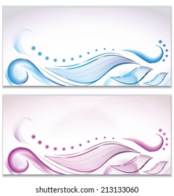 Set with beautiful flying waves