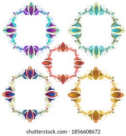 A set of beautiful frames. Multicolored gradient square frames on a white background. Unique modern style. Attracting attentio . Wonderful ornament template Great for invitation, flyer, menu, etc