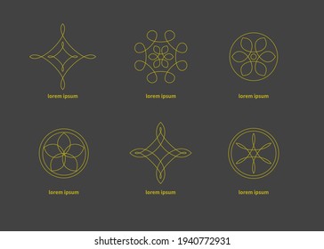 Set of beautiful geometric abstract elements for logos or icons. Symbol for spa, beauty salon, or hotel.