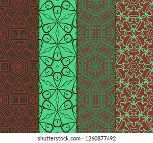Set of Beautiful Geometric Colorful Ornament. For Print On Fabric, Papper, Design, Scrapbook. Vector Illustration.