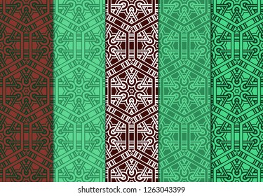 Set of Beautiful Geometric Colorful Ornament. For Print On Fabric, Papper, Design, Scrapbook. Vector Illustration.