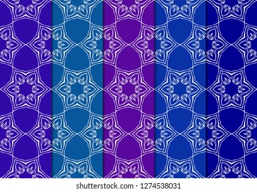 Set of Beautiful Geometric Colorful Ornament. For Print On Fabric, Papper, Design, Scrapbook. Vector Illustration.