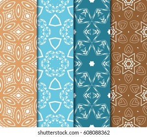 set of beautiful geometric seamless pattern of different geometric shapes. vector illustration.