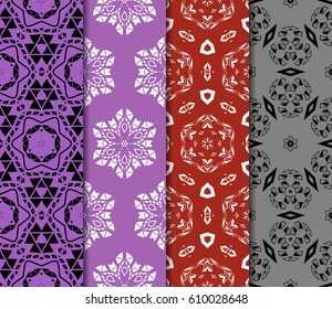 set of beautiful geometric seamless pattern of different geometric shapes. vector illustration.