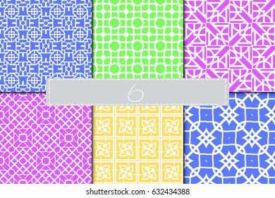 set of beautiful geometric seamless pattern of different geometric shapes. vector illustration.