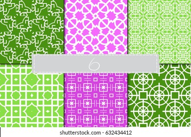 set of beautiful geometric seamless pattern of different geometric shapes. vector illustration.