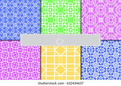 set of beautiful geometric seamless pattern of different geometric shapes. vector illustration.