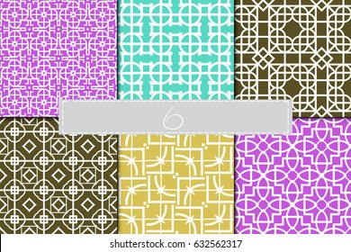 set of beautiful geometric seamless pattern of different geometric shapes. vector illustration.