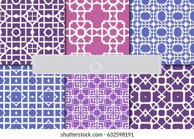 set of beautiful geometric seamless pattern of different geometric shapes. vector illustration.