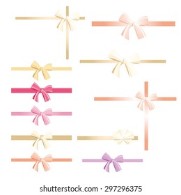Set of beautiful gift bows with ribbons. Vector illustration bows.Isolated on white background.