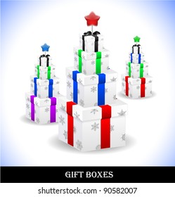 Set of beautiful gift boxes. Vector illustration