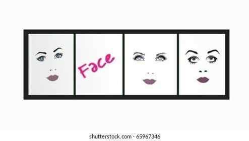 Set of beautiful girl faces