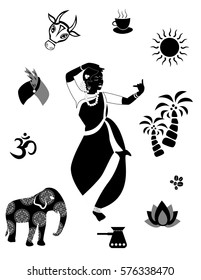 set with a beautiful girl and objects on the theme of India.