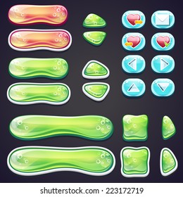 Set of beautiful glossy buttons for gaming and web design