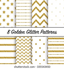 Set of beautiful golden glitter patterns for different festive designs