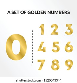 a set of beautiful golden/metallic numbers 