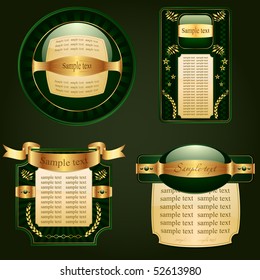 Set of beautiful green vector labels in emerald style