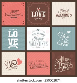 Set of beautiful greeting cards for Happy Valentines Day celebration.