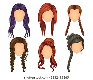 Set of beautiful hair style