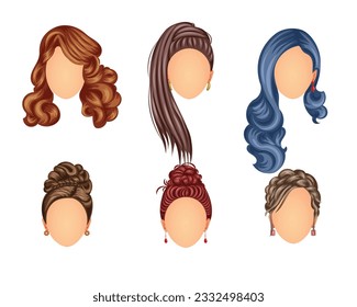 set of beautiful hair style