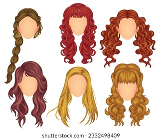 set of beautiful hair style