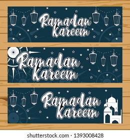 Set of beautiful header or banner for ramadan kareem
