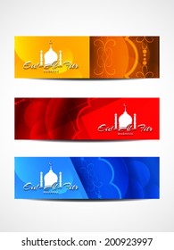 Set of beautiful header designs for Eid Al Fitr. vector illustration