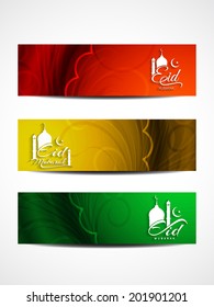 Set of beautiful header designs for Eid. vector illustration