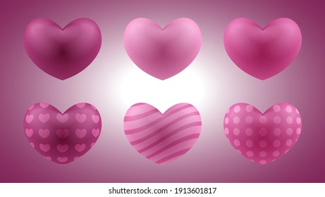 set of beautiful heart vector illustration