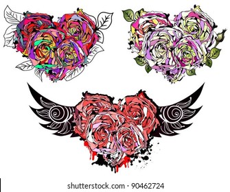 Set of beautiful hearts