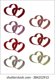 set of beautiful hearts isolated on white background