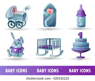 set of beautiful icons for a boy child