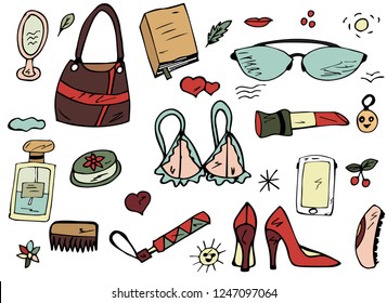 A set of beautiful items of women's handbags