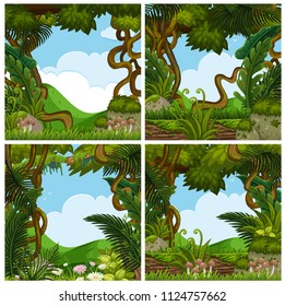 A Set of Beautiful Jungle illustration
