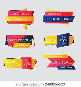a set of beautiful label icons with gradient colors,