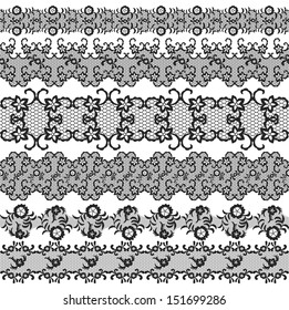Set of beautiful lace vector trims. Can be used for backgrounds or scrap-booking.