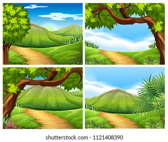 Eine Reihe schöner Landschaftsgrafik