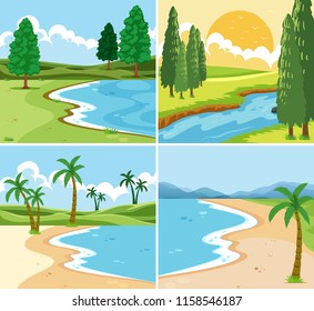 A set of beautiful landscape illustration
