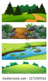 Eine Reihe schöner Landschaftsgrafik