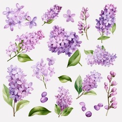Juego De Hermosas Flores De Lilac